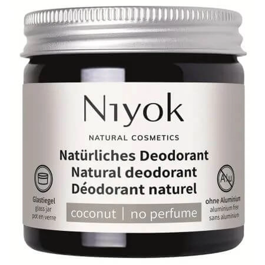 Crème déodorante et anti-transpirante naturelle, sans parfum, 40 ml, Niyok