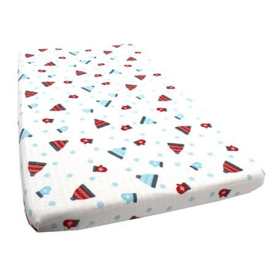 Fitted muslin sheet, 120 x 60 x 17cm, 1 piece, Baltic Bebe