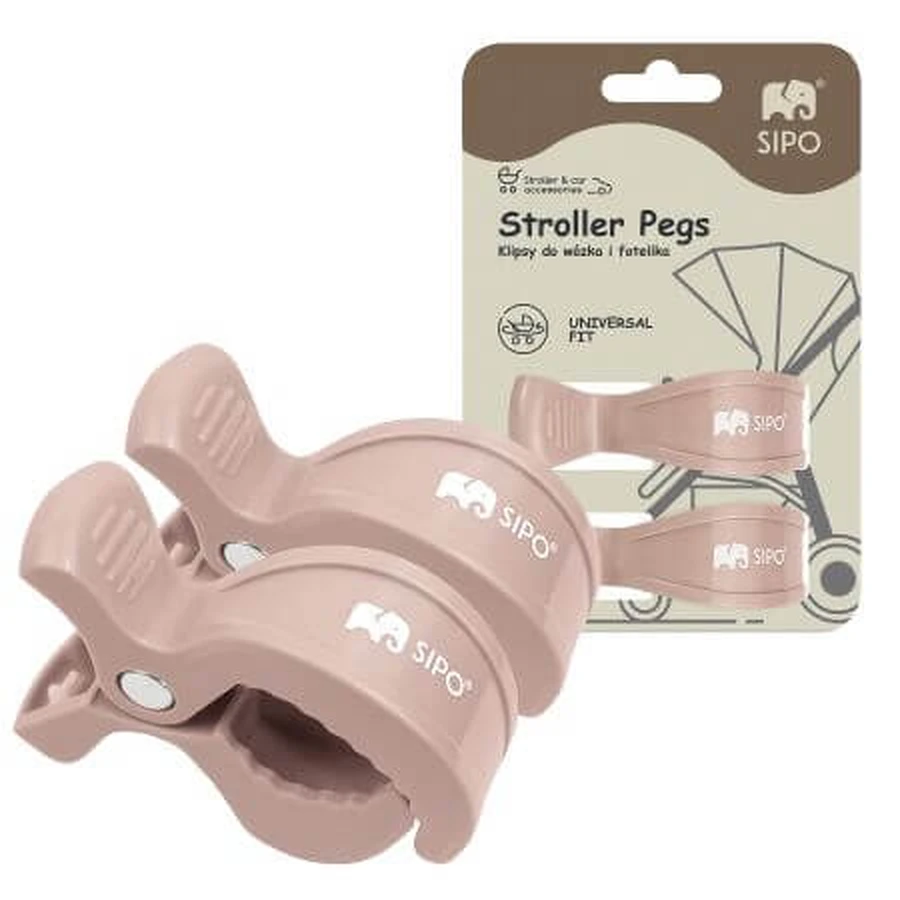 Multifunctionele clips voor kinderwagen, Roze, 2 stuks, Sipo
