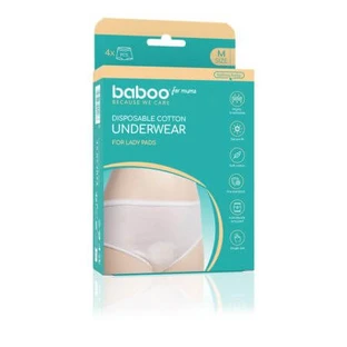 Set of disposable cotton panties, Size M, 4 pieces, Baboo