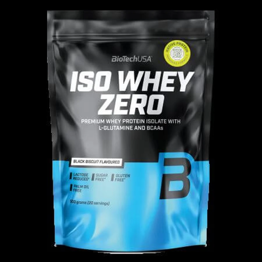 Premium wei-eiwit isolaat Iso Whey Zero, zwart koekje, 454 g, BioTechUSA