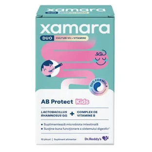 Xamara Duo AB Protect Kids met bessensmaak, 10 orodispergeerbare sachets, Dr Reddys
