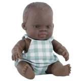 Baby afrikanische Jungenpuppe mit Latzhose My Friends & Me, 21 cm, ab 10 Monaten, Miniland