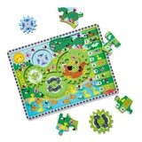 Holzpuzzle mit Zahnrädern zum spielerischen Zählen lernen, Lustige Tiere, ab 3 Jahren, 24 Teile, Melissa & Doug
