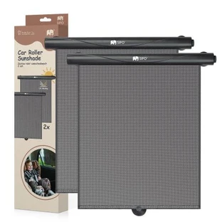 Set of 2 roller blinds for car window, Black, Sipo