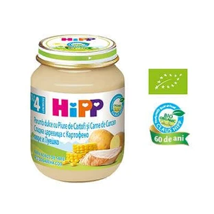 Puré de maíz dulce, patatas y carne de pavo, 125 g, Hipp