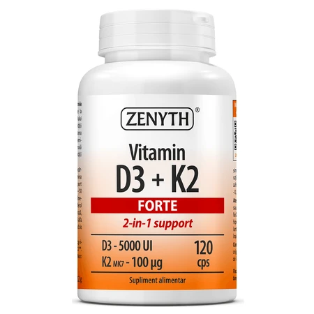 Vitamina D3+K2 Forte, 120 Kapseln, Zenyth