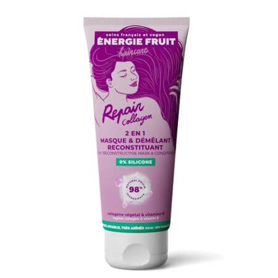 2in1 masker en conditioner voor zeer beschadigd haar, Repair Collagen, 200 ml, Energie Fruit