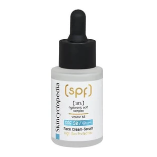 Crème sérum hydratante SPF 50 à l'acide hyaluronique et à la vitamine B5, 30 ml, Skincyclopedia