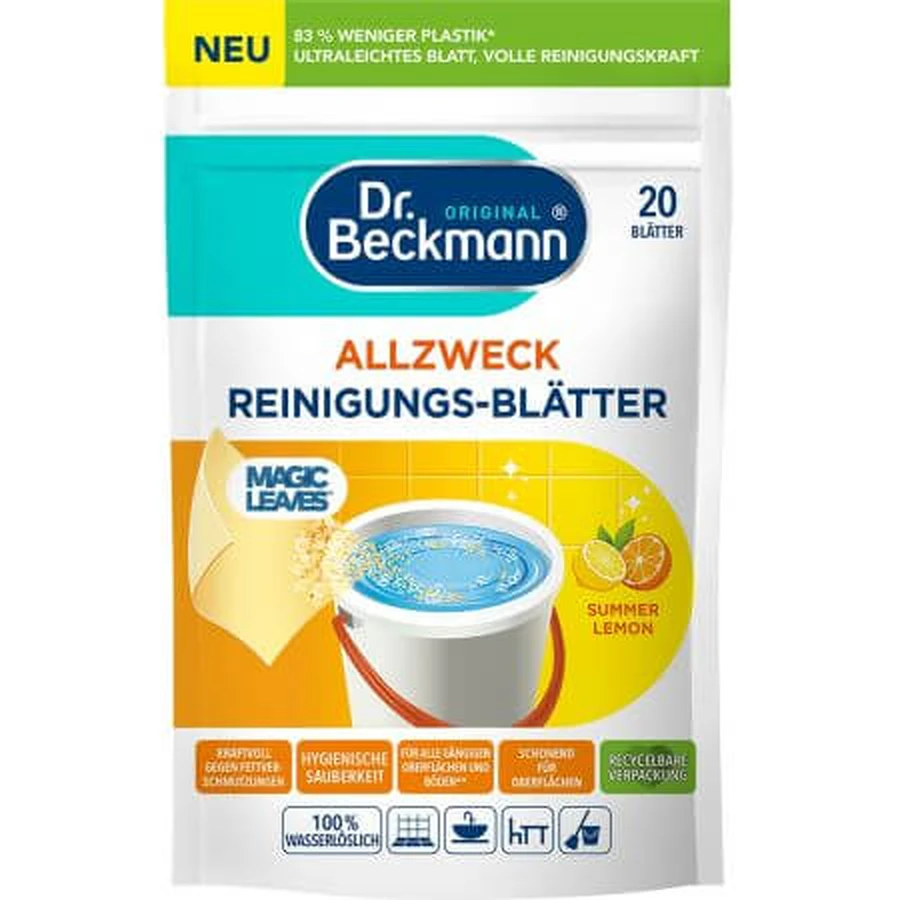 Toallitas limpiadoras universales, Limón de verano, 20 unidades, Dr. Beckmann