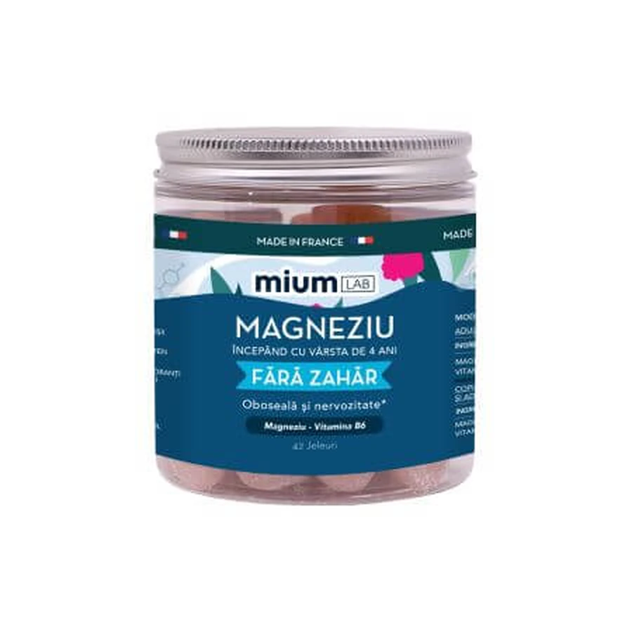 Gelées au magnésium et à la vitamine B6, 4 ans et +, 42 pièces, Mium Lab