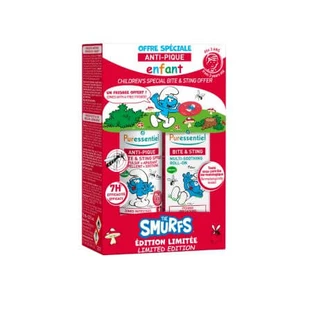 Kids Anti-Spill Pack met verzachtende spray en smurfenrol, 3 jaar +, 75 ml + 5 ml, Puressential
