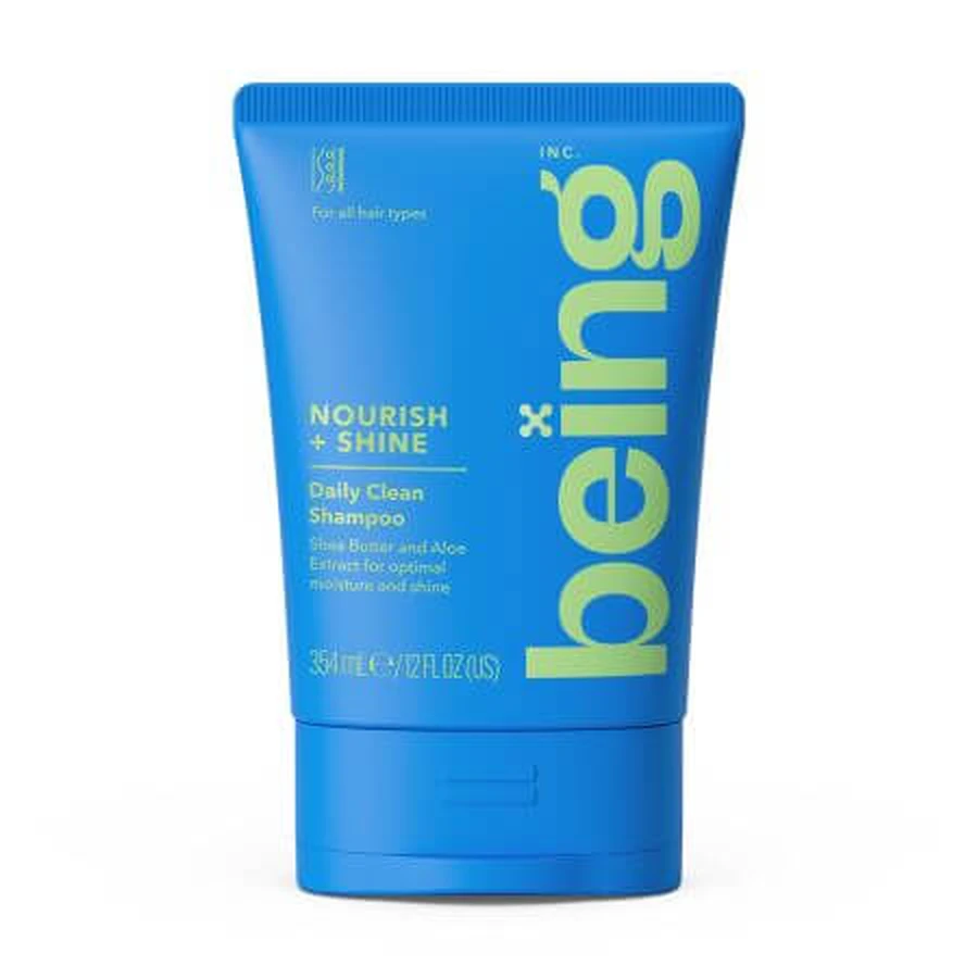 Moisturizing shampoo for all hair types, Nourish + Shine, 354 ml, Being