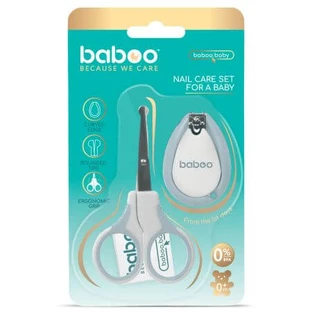 Baby nail care set with scissors and nail clippers, Blue, 0 months+, Baboo