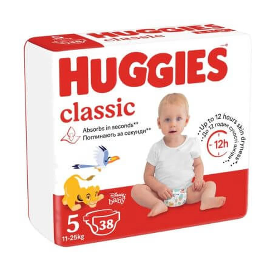 Pañales cambiadores Classic Jumbo, No. 5, 11-25 kg, 38 pzs, Huggies