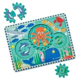 Houten puzzel met tandwielen, Oceaan, 3 jaar+, 18 stukjes, Melissa & Doug