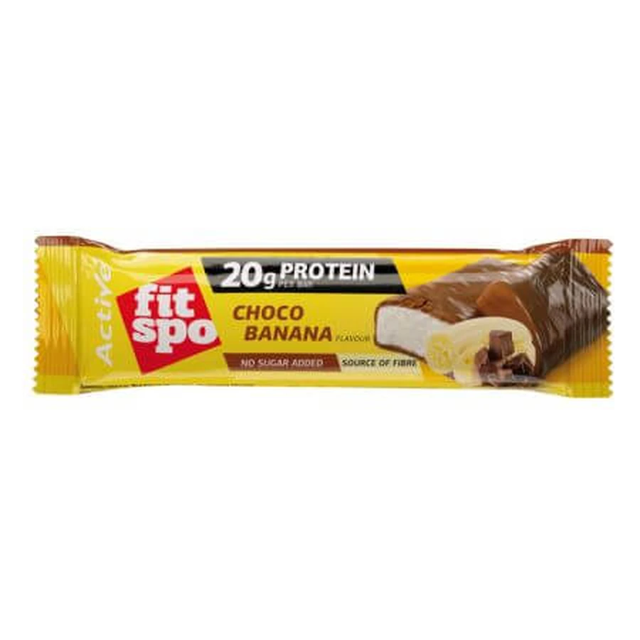 Barre protéinée active, Chocolat et banane, 60 g, FitSpo