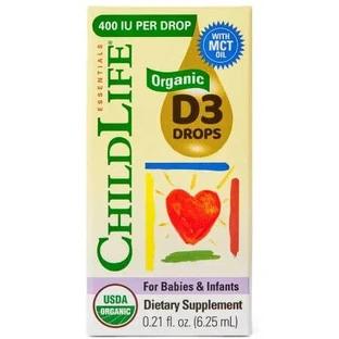 Gotas orgánicas con vitamina D3 Childlife Essentials, 400 UI, 6,25 ml, Secom