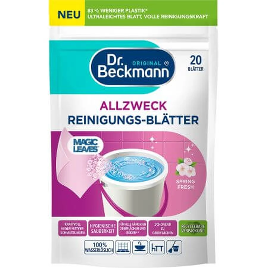Toallitas con detergente para limpieza universal, Spring Fresh, 20 unidades, Dr. Beckmann