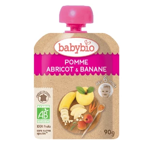 Puré de manzana, albaricoque y plátano, 90 gr, Babybio