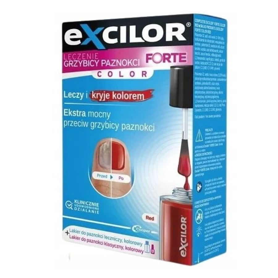 Excilor Forte Color vernis à ongles rouge, 30 ml + 8 ml
