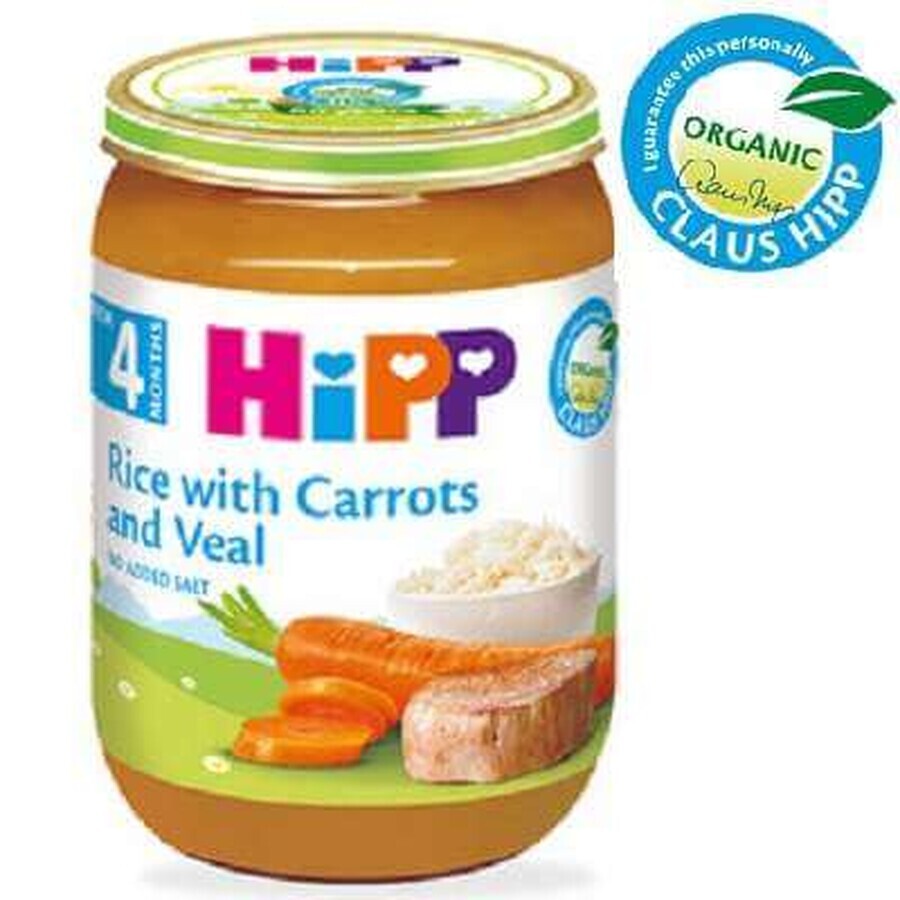Rice, carrots and veal puree, +4 months, 190 g, Hipp