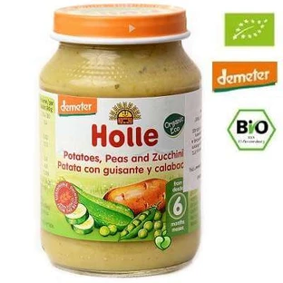 Eco aardappelpuree, erwten en courgettes, +6 maanden, 190 g, Holle Babyvoeding