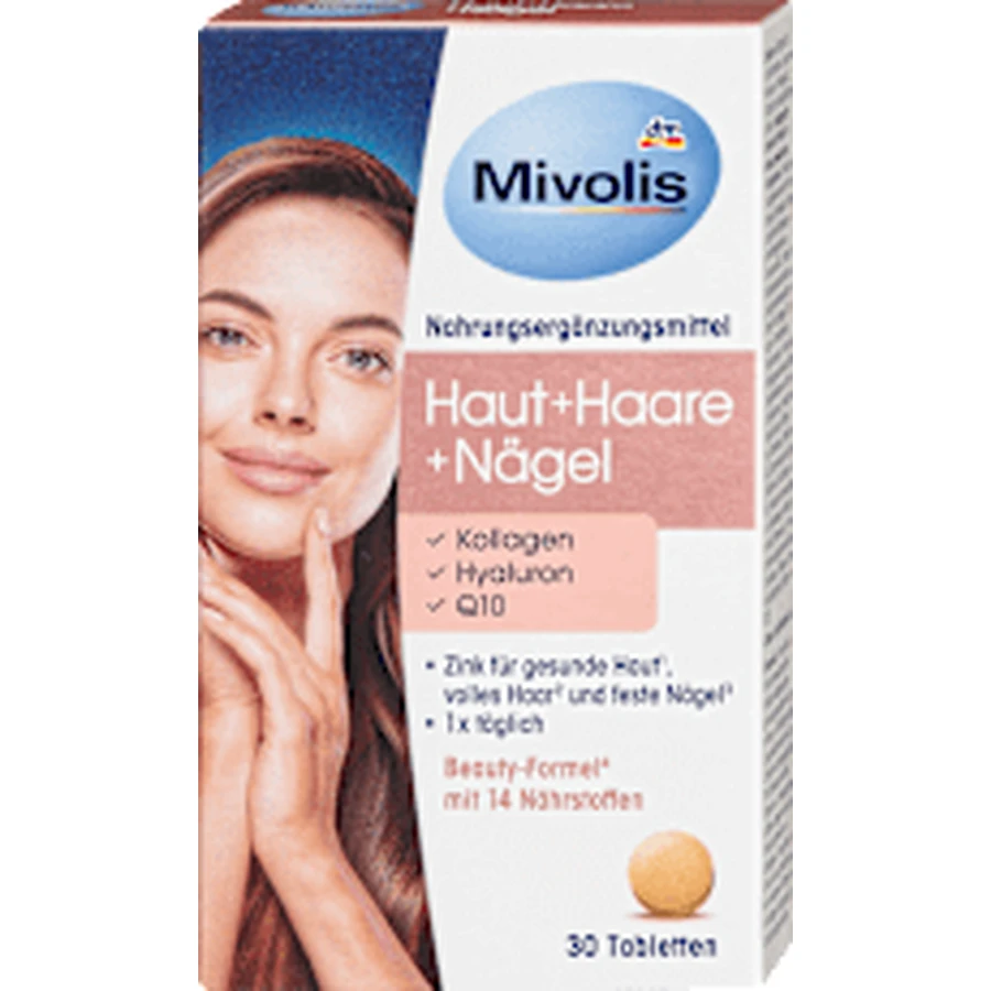 Mivolis Voedingssupplement met vitaminen, mineralen, hyaluronzuur, collageen en co-enzym Q10, 22 g