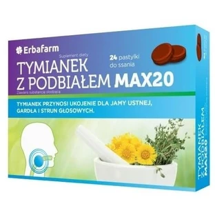 Tomillo con uña de caballo MAX20, 24 pastillas para chupar