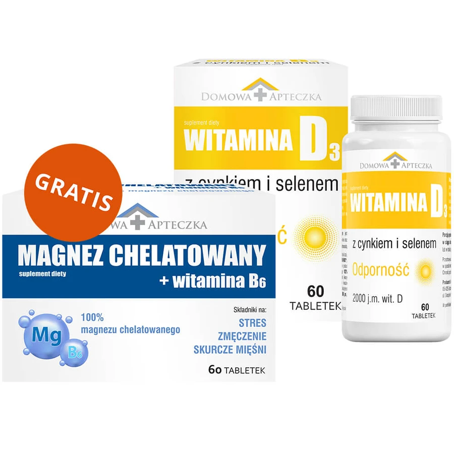 Vitamin D3 mit Zink und Selen, 60 Tabletten + Chelat-Magnesium + Vitamin B6, 60 Tabletten gratis