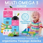 MultiOmega 3 Junior, flüssig für Kinder ab 3 Jahren, tropischer Fruchtgeschmack, 250 ml + Zuckerfreier Vitamin-Lolli Peppa Pig, Erdbeergeschmack, ab 3 Jahren, 8 g gratis