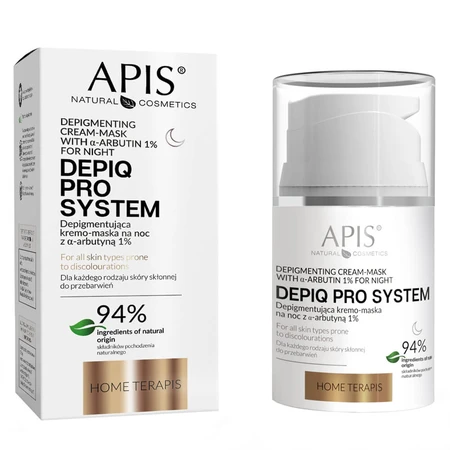 Set Apis Depiq Pro System, mască-cremă de noapte depigmentantă, 50 ml + esență cu vitamina C 10%, 30 ml + booster depigmentant, 30 ml pentru 1 penny