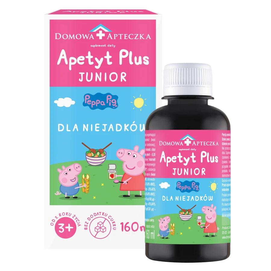 Appetite Plus Junior Peppa Pig, a partir de 3 años, 160 ml + Piruleta Peppa Pig Vitaminada sin azúcar, sabor fresa, 8 g gratis