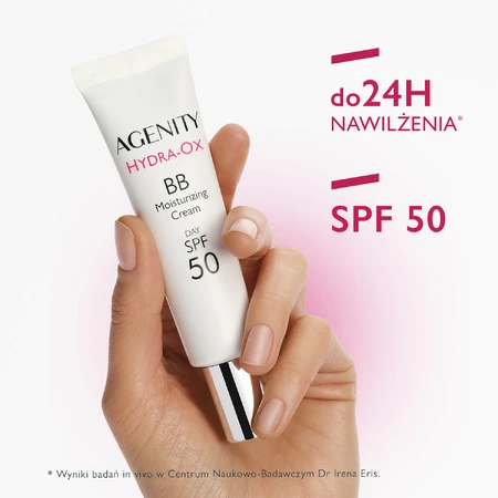 Agenity Hydra-Ox, BB cream hidratante, SPF 50, 10 beige claro, 30 ml + gel micelar limpiador, 40 ml de regalo