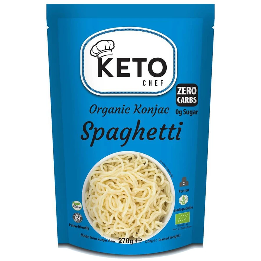 Keto Chef Organic Konjac Spaghetti, nouilles de konjac en forme de spaghetti, sans gluten, non parfumées, 270 g