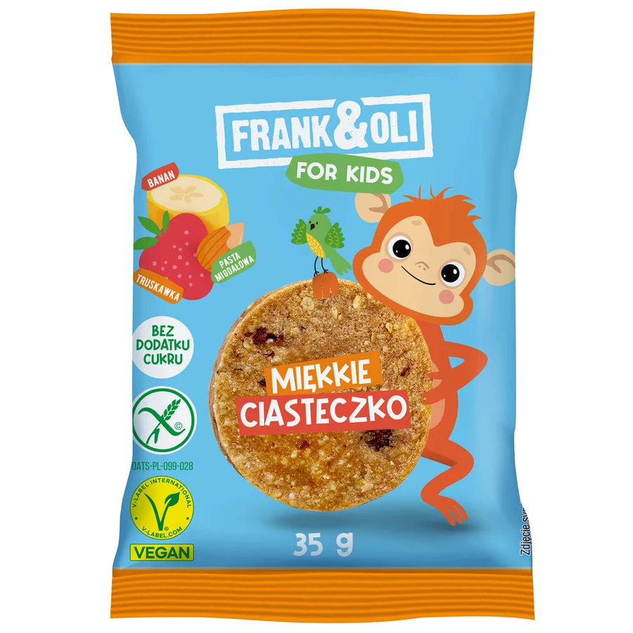 Frank&Oli For Kids, Weichkeks, Mandelmus, Banane und Erdbeere, 35 g