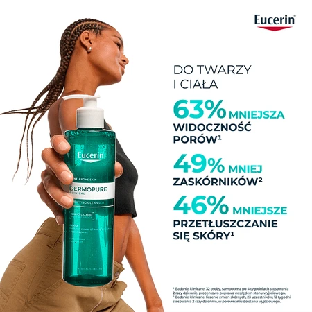 Eucerin DermoPure Clinical, reinigingsgel voor gezicht en lichaam, 400 ml