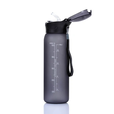Casno, Colorado Tritanflasche mit Strohhalm, grau 600 ml