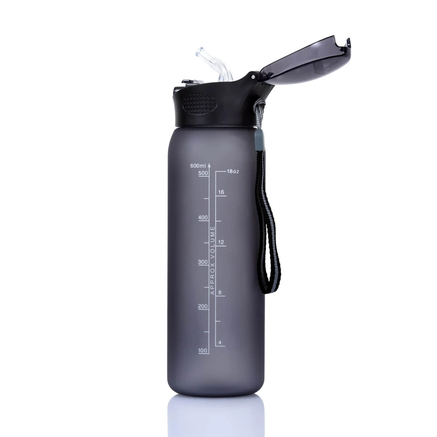Casno, Colorado Tritanflasche mit Strohhalm, grau 600 ml