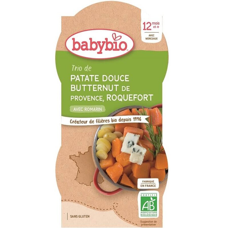 Shop Püree aus Butternusskürbis und Roquefortkäse, 2x 200 gr, Babybio Püree aus Butternusskürbis und Roquefortkäse, 2x 200 gr, Babybio
