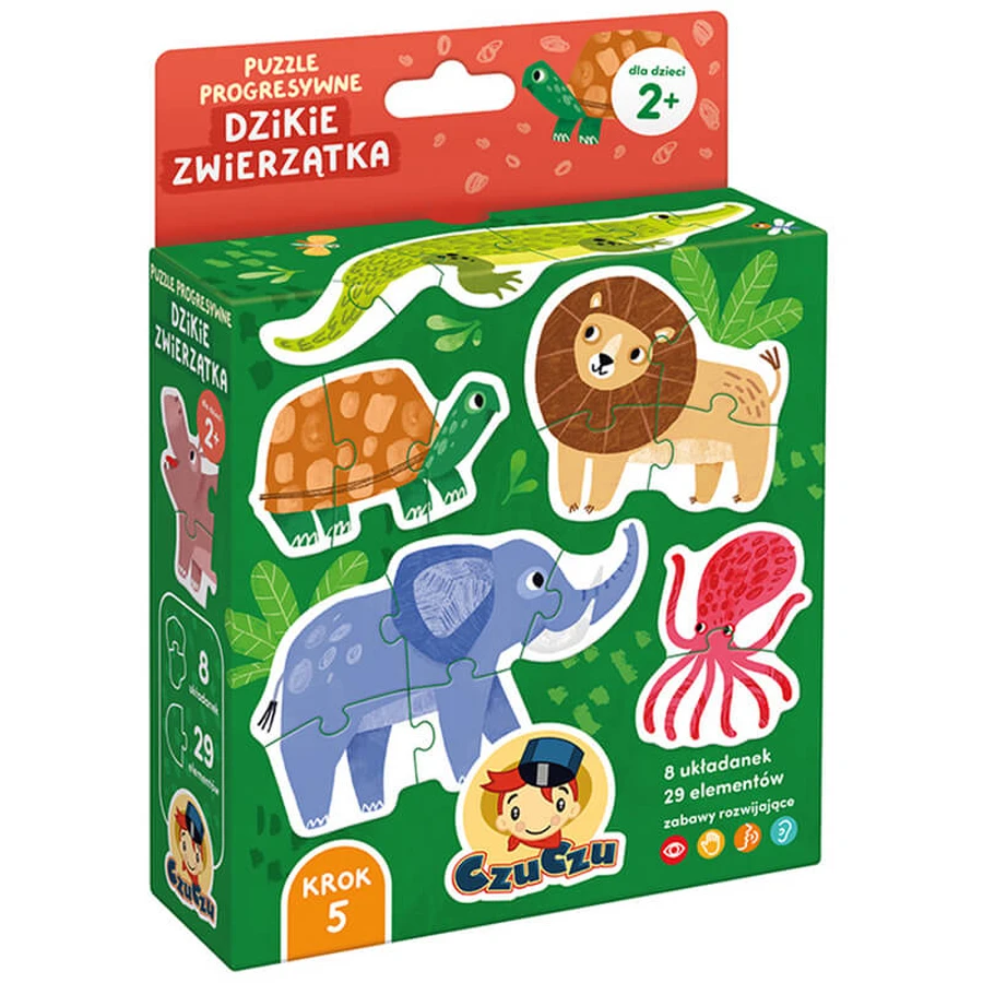 CzuCzu Wild Animals, progressive puzzles for children, from 2 years old, 29 elements
