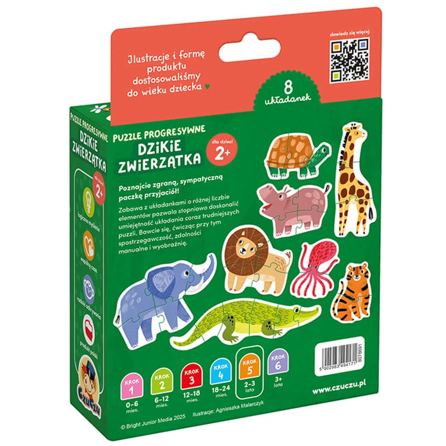 CzuCzu Wild Animals, progressive puzzles for children, from 2 years old, 29 elements