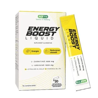 Acides aminés complexes avec vitamines B6 et B12 Energy Boost, 20 sachets, Agetis