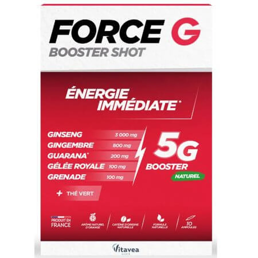 Shot Energizing Shot Force G Booster, 10 drinkable phials, Vitavea