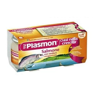 Gehomogeniseerde zalm en groentepuree, +6 maanden, 2x80g, Plasmon