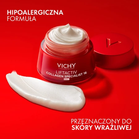 Vichy Liftactiv Collagen Specialist set, crema antiarrugas, todo tipo de piel, 50 ml + suero, 30 ml + fluido ligero SPF 50+, 15 ml + neceser de regalo