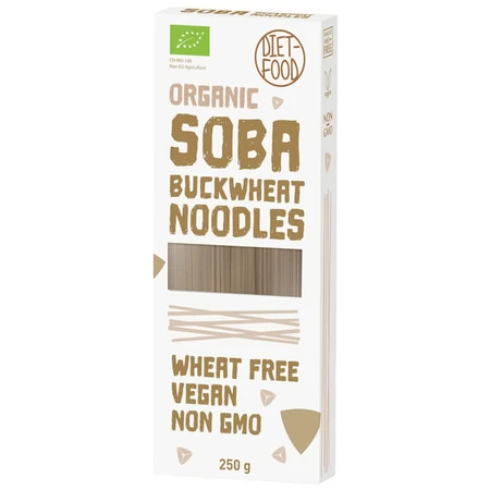 Diet-Food Organic Soba Boekweit Noedels, glutenvrije soba boekweit noedels, Bio, 250 g