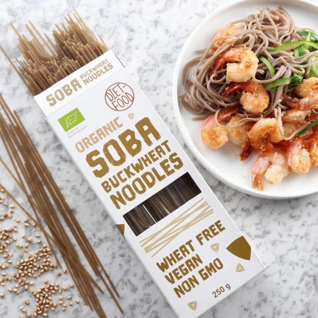 Diet-Food Organic Soba Boekweit Noedels, glutenvrije soba boekweit noedels, Bio, 250 g