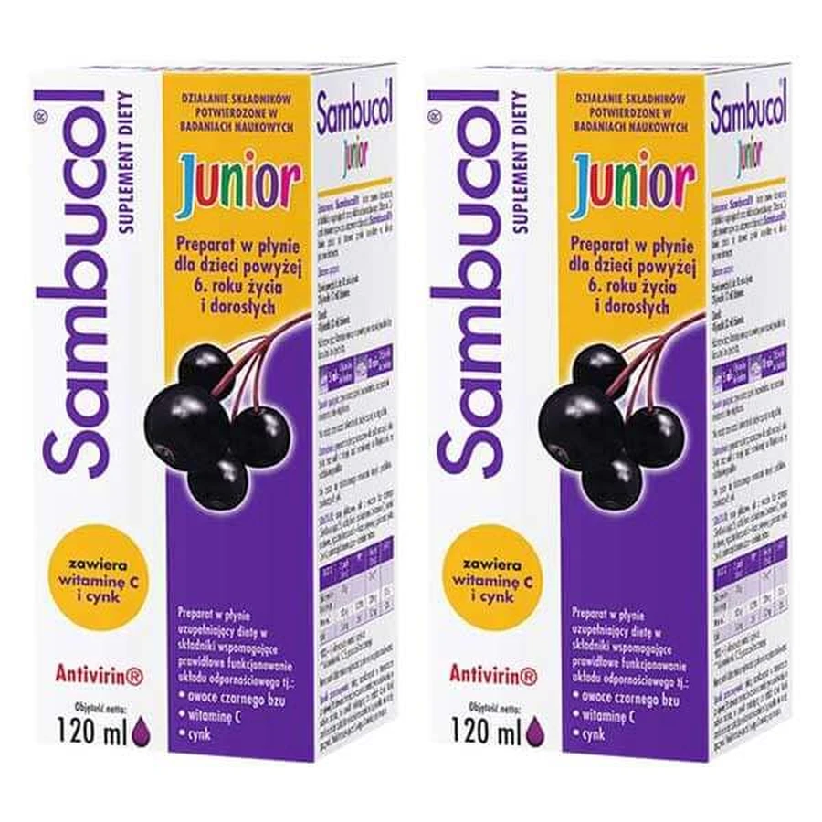Set Sambucol Junior, flüssig für Kinder ab 6 Jahren und Erwachsene, 2 x 120 ml
