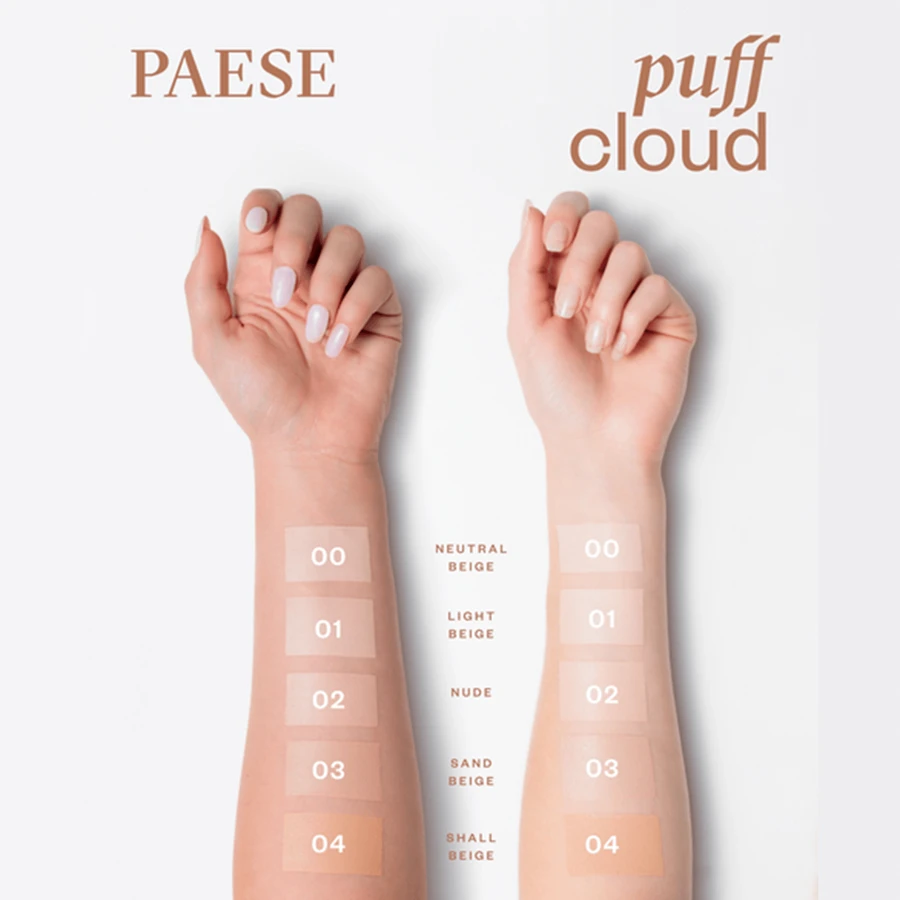 Paese Puff Cloud, satin face foundation with blur effect, 02 Nude, SPF 20, 37 ml.